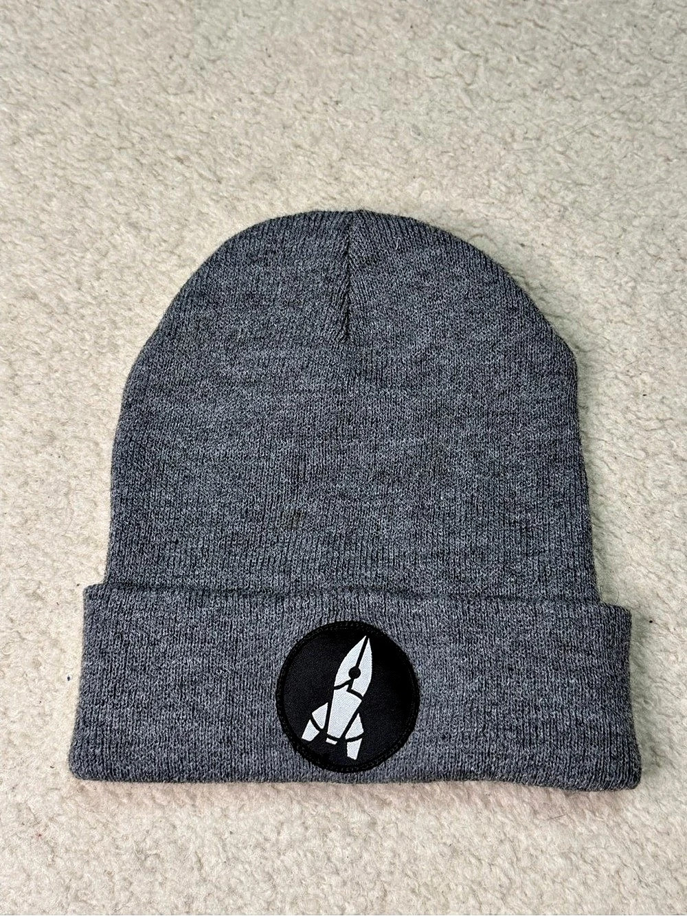 Gray Rocket Logo Knit Beanie Hat